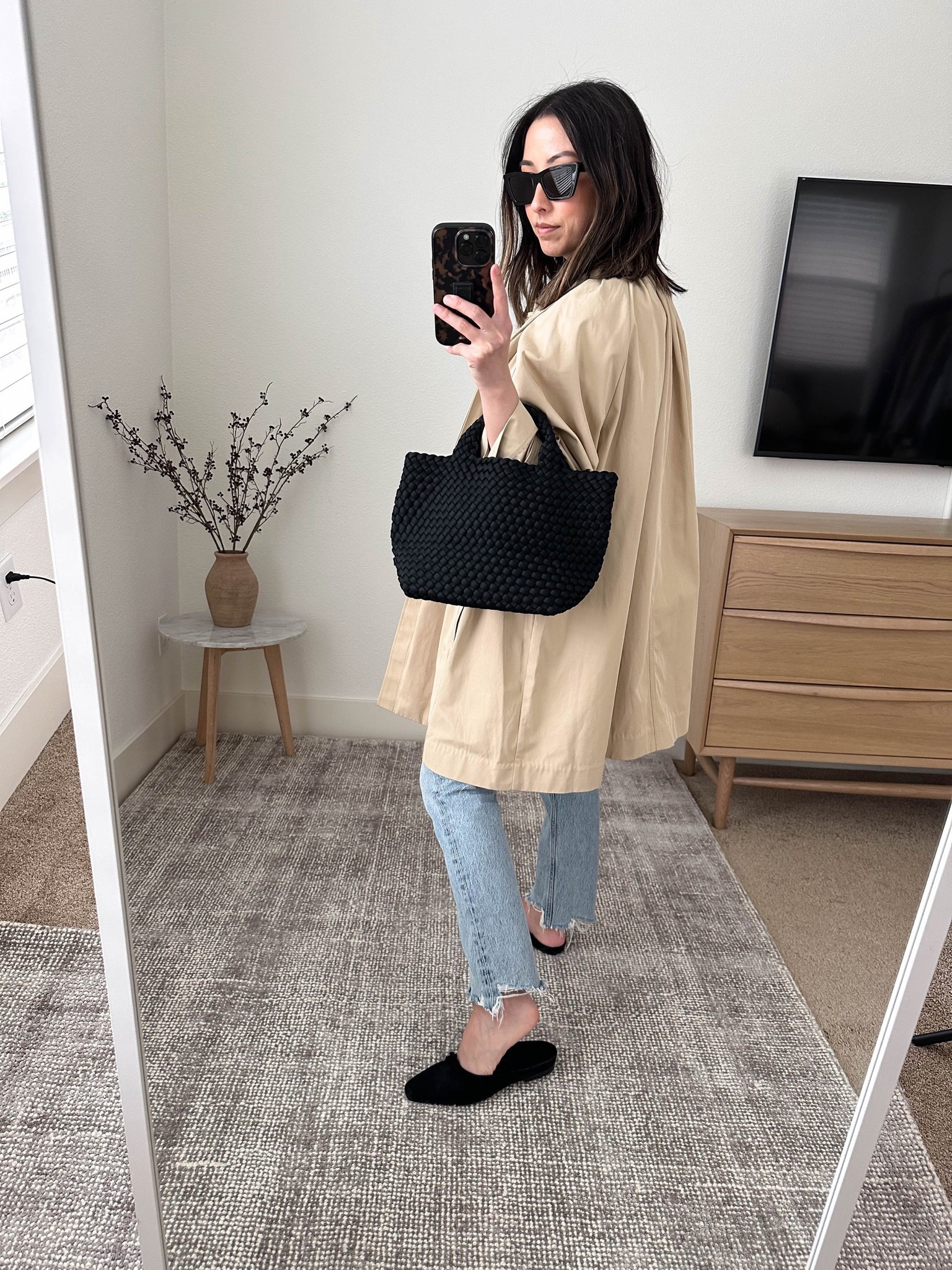 School drop-off outfit ideas.   Trench is old Bash but they have an updated version in another color. Runs oversized for me. 

Trench - Bash Paris xs
Tee - Everlane medium
Jeans - AGOLDE 24
Mules - Staud 35
Bag - Naghedi mini 
Sunglasses - YSL mica

Petite Style, Neutral outfit, capsule wardrobe, minimal style, street style outfits, Affordable fashion, Spring fashion, Spring outfit, travel outfit.

#LTKshoecrush #LTKunder100 #LTKfamily