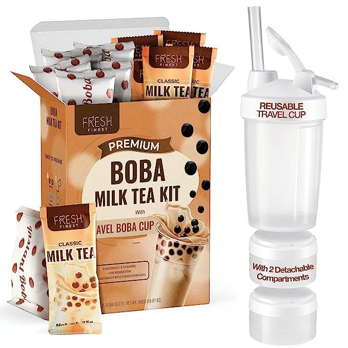 Instant Boba Tea Kit for DIY Bubble Tea Drink, with Travel Boba Cup & Reusable Boba Straw Boba Ta... | Amazon (US)