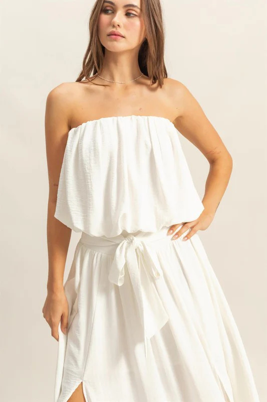 Bubble Hem Tube Top Off White / S | Casual Chic Boutique