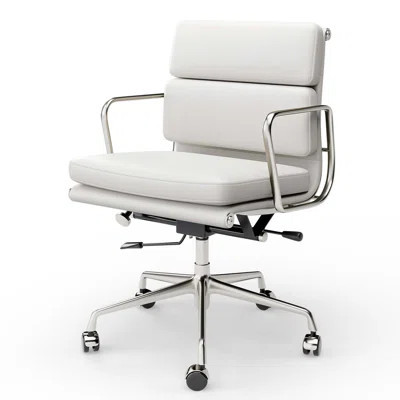 Modern Leather Office Chair With Aluminum Alloy Base, Adjustable Swivel Executive Desk Chair With Arms For Office | Wayfair North America