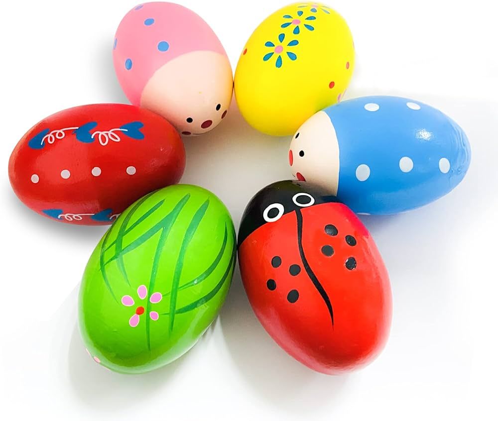 CREPRO Egg Shakers Maracas for Kids, 6 Pack Wooden Percussion Musical Egg Easter Maracas Egg Shak... | Amazon (US)