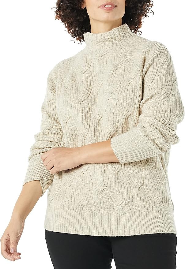 Amazon Essentials Women's Soft Touch Funnel Neck Cable Sweater | Amazon (US)
