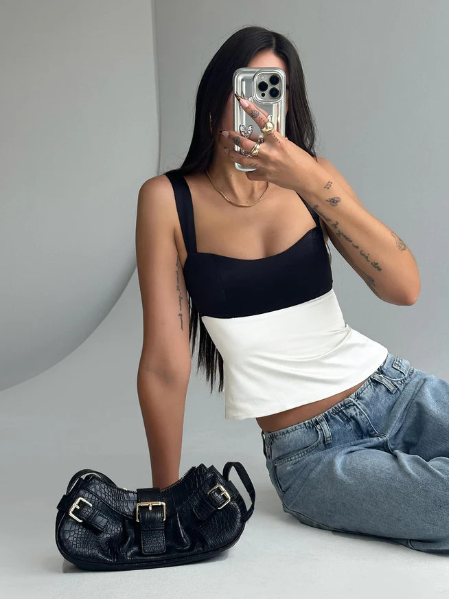 Chantell Top Black / Cream | Princess Polly US