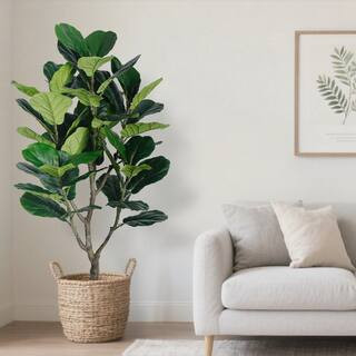 4.5 ft. Artificial Fiddle Leaf Fig Tree Ficus Faux Plant Artificial Trees Indoor Outdoor Garden Living Room Home Decor | The Home Depot