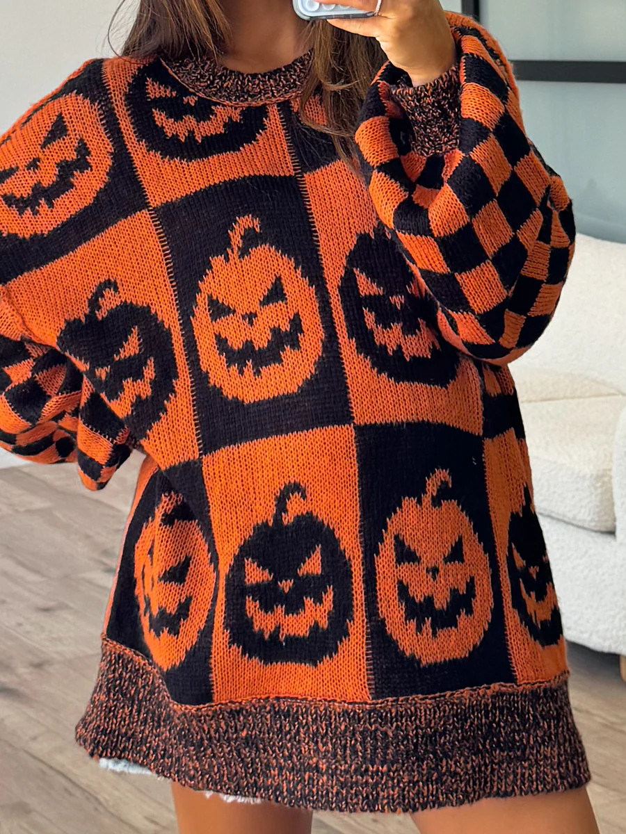Oversized Checkered Pumpkin Sweater | PRE-ORDER | Talulah