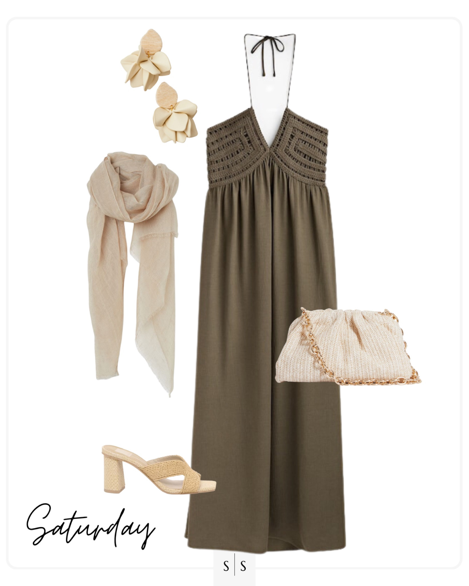 Style Guide of the Week | resort evening dress, halter, raffia clutch, raffia heel sandal, chiffon shawl, statement earring

Outfit ideas, Spring outfits, Summer outfits, vacation inspired, travel, airport, resort wear. See all details on thesarahstories.com ✨

#LTKstyletip #LTKFind #LTKtravel