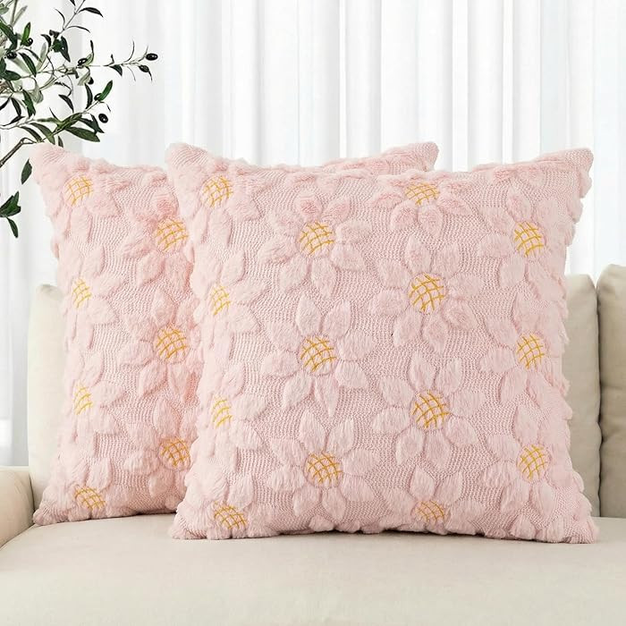 AVOIN colorlife Spring Summer Pink Sunflower Throw Pillow Covers Set of 2, 18 x 18 Inch Seasonal ... | Amazon (US)
