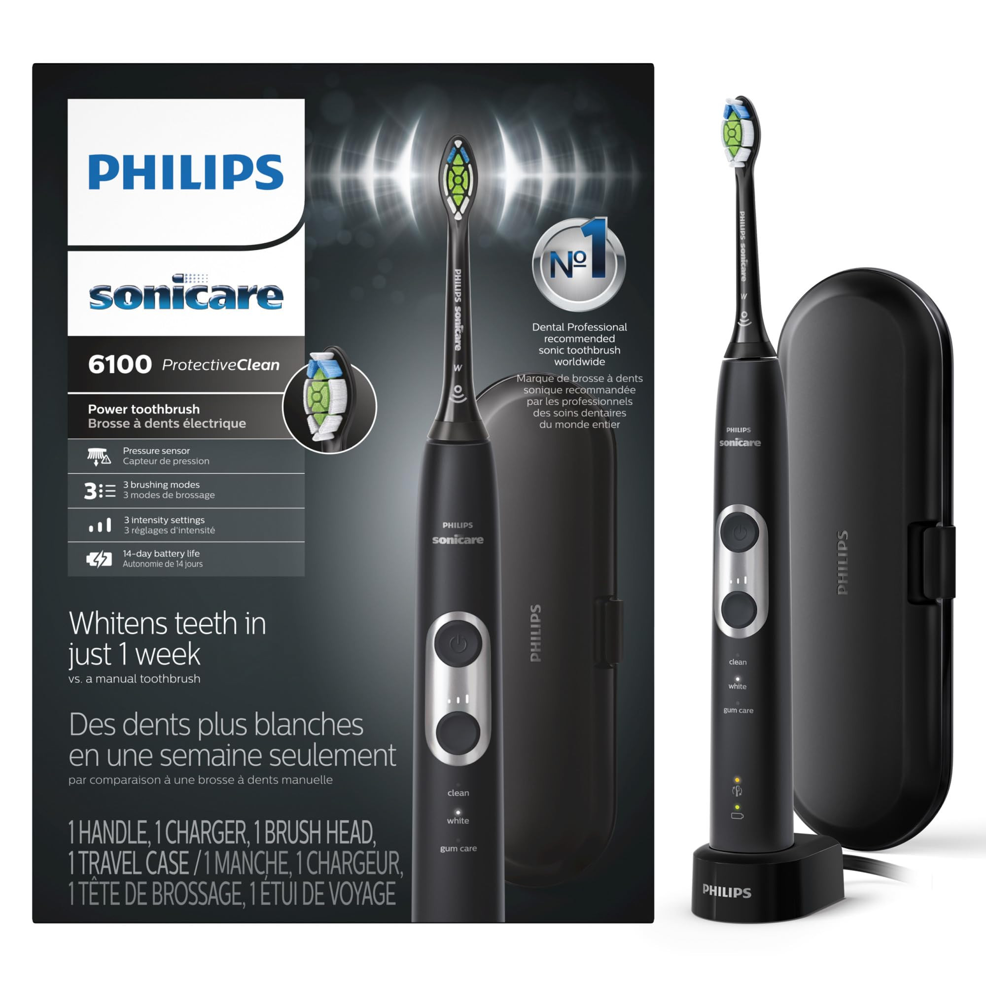 Philips Sonicare Protectiveclean 6100 Rechargeable Electric Toothbrush, Whitening, Black, HX6870/... | Amazon (CA)
