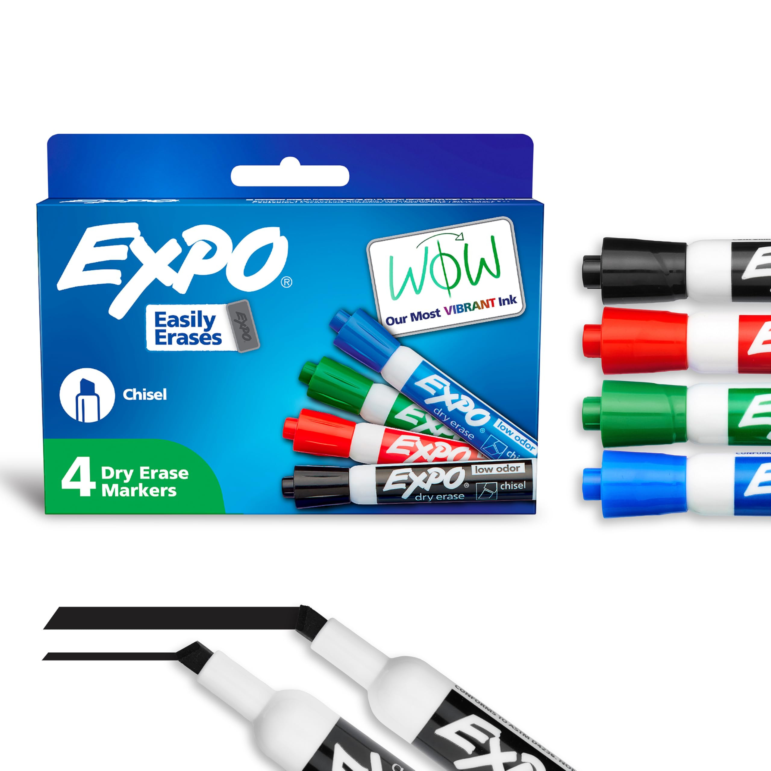EXPO Low Odor Dry Erase Markers Chisel Tip Assorted Colors 4 Count | Amazon (US)