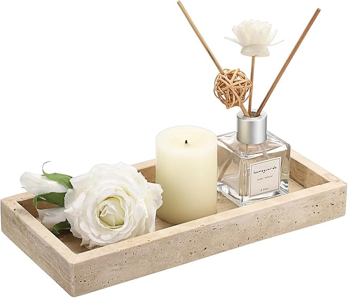 Hipiwe Natural Travertine Tray Vanity Decorative Tray Rectangular Perfume Trays Bathroom Countert... | Amazon (US)