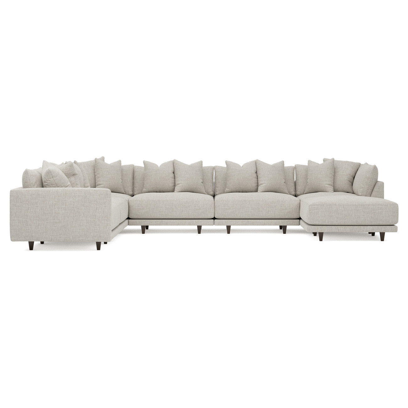 Toulouse Fog Modular 7-Piece Corner Sectional With Ottoman - Right End - 166 | Kathy Kuo Home