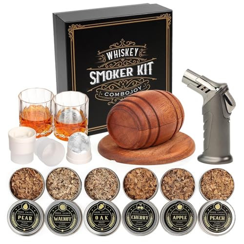 Whiskey Smoker Kit with Torch - 6 Flavors Wood Chips, 2 Glasses, 2 Ice Ball Molds - Cocktail Smoker Infuser Kit, Old Fashioned Drink Smoker Kit, Birthday Bourbon Whiskey Gifts for Men,Dad(NO Butane) | Amazon (US)