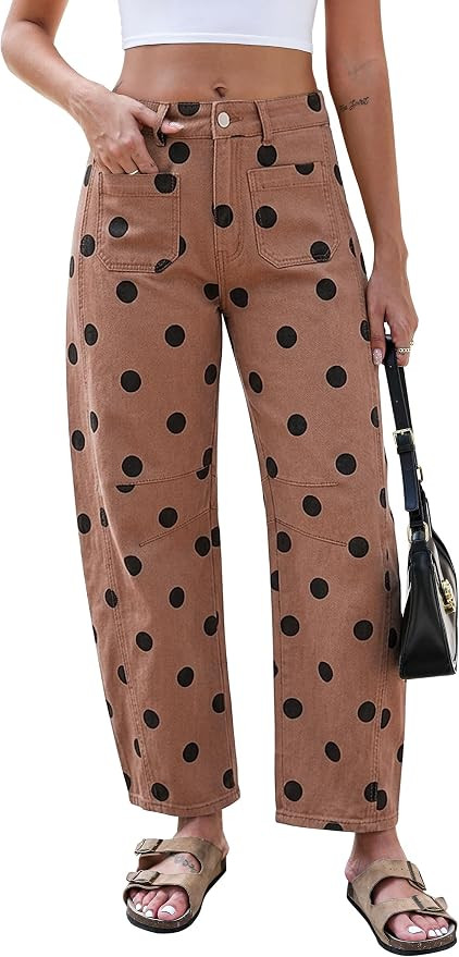 Eddoyee Wide Leg Barrel Pants Women - Stretchy High Waist Baggy Pants Y2k Boyfriend Ankle Trouser... | Amazon (US)