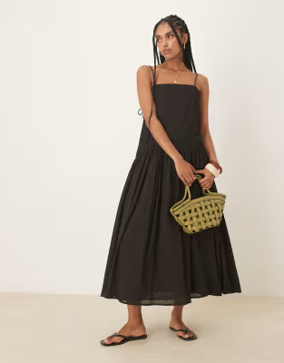 ASOS DESIGN dropped waist maxi dress in black | ASOS (Global)