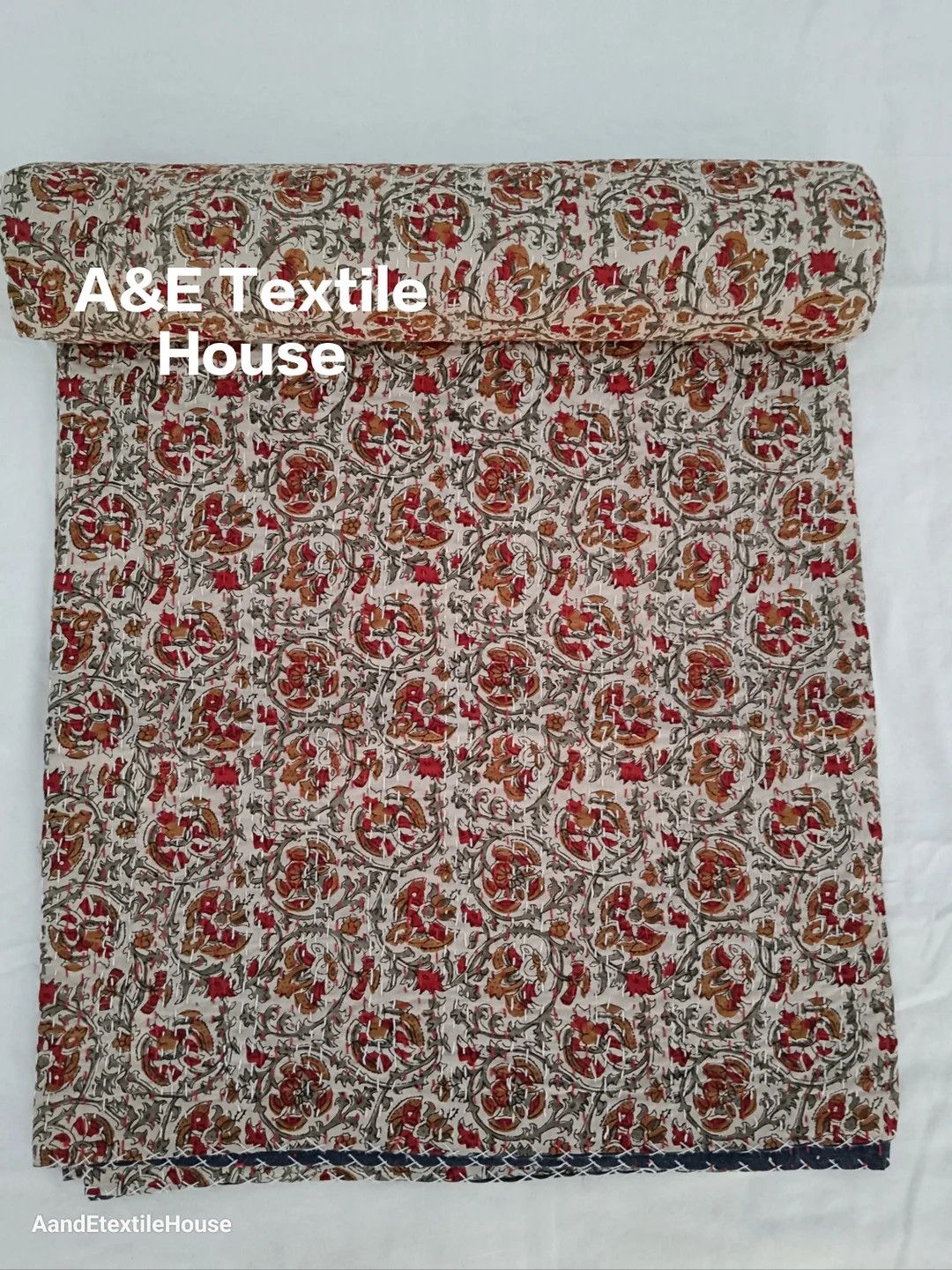 Popular Kantha Quilt Handblock Print Kantha Indian Netural Colour lightweight kantha bedspread ha... | Etsy (US)
