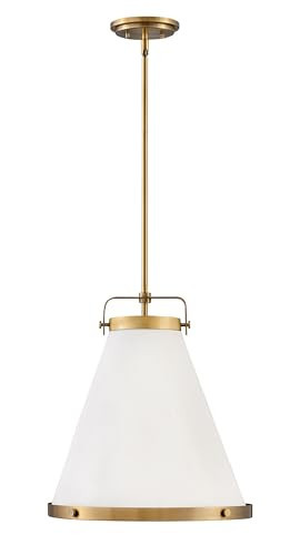 Hinkley Lark One Light Medium Pendant, Lacquered Brass w/Off-White Textured Shade | Amazon (US)