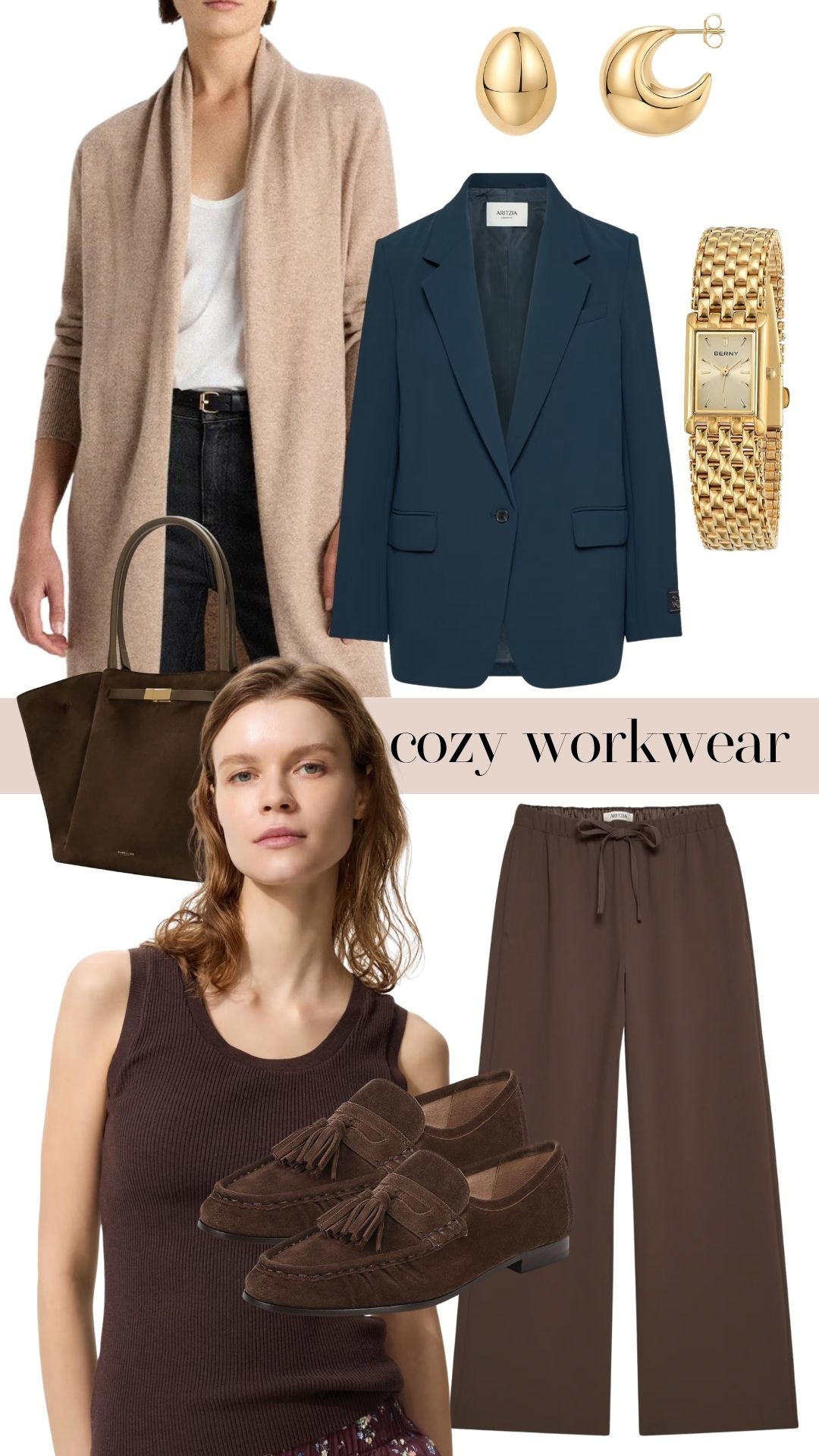 Chic + timeless. What more can one ask for?! 

Sizing details:
Cardigan M
Blazer 8 (already a bit oversized, could have done my usual 6)
Pants M regular (fit true to size) 
Tank Top S 
Loafers 8.5 (true to size)

Also linked the amazon dupe of the lodge pants ($100 less!) 

You will see me reach for and style these pieces again and again this fall/winter 🤎 

 #LTKgrwm #LTKootd #LTKWorkwear