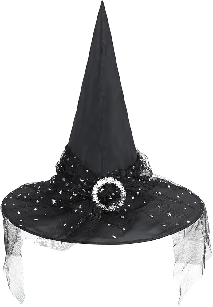American Trends Halloween Witch Hat for Women Steeple Lace Halloween Costume Accessory for Party | Amazon (US)
