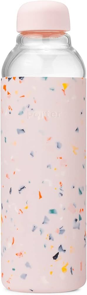W&P Porter Glass Water Bottle w/ Protective Silicone Sleeve | Terrazzo Blush 20 Ounces | On-the-G... | Amazon (US)