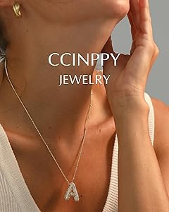 CCINPPY Letter Necklace, 14k Gold Plated Bubble Balloon Dainty Necklace for Women, Chunky Initial... | Amazon (US)