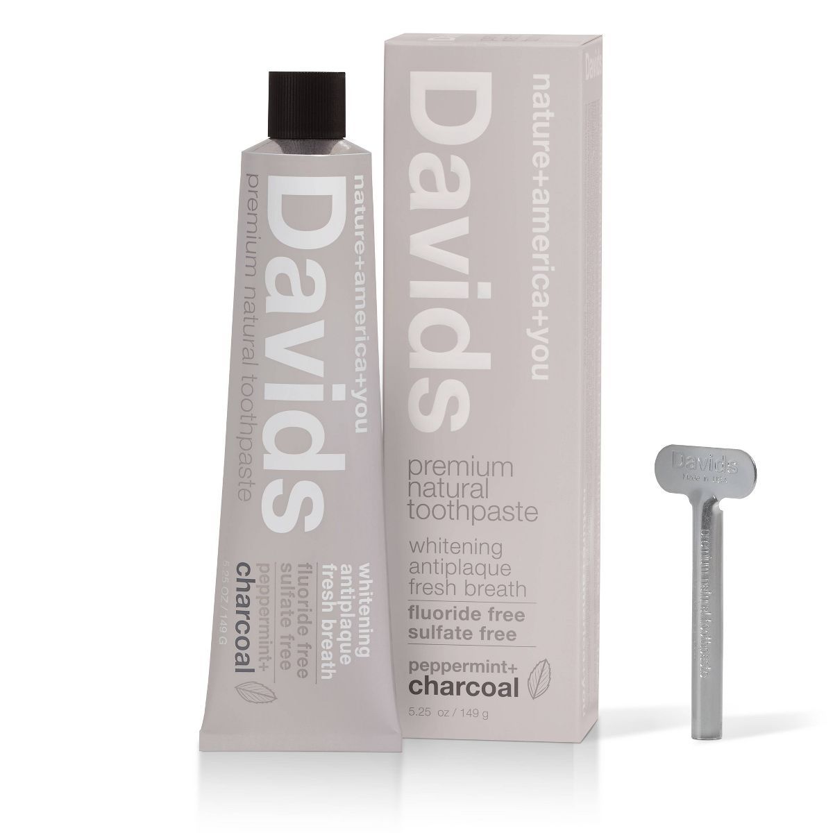 Davids Antiplaque & Whitening Premium Natural Toothpaste Fluoride Free Charcoal - Peppermint - 5.... | Target