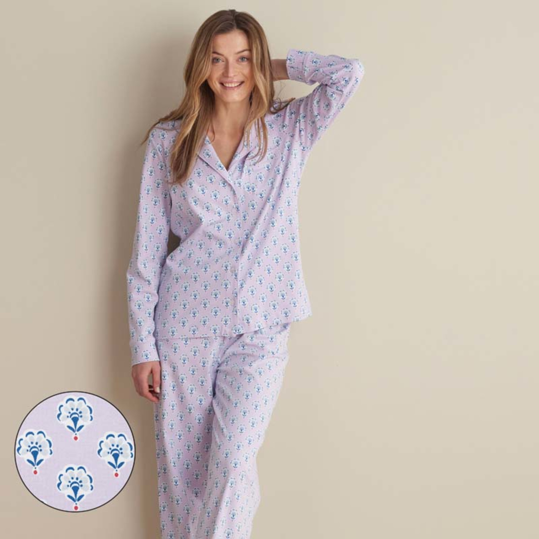Printed Peruvian Cotton Women's Button-Down Pajama Set - Petite Floral, XS | The Company Store