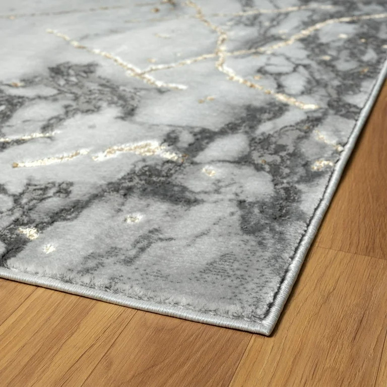 Luxe Weavers Ivory 2x7 Marble Abstract Area Rug Gold, Stain-Resistant Carpet | Walmart (US)