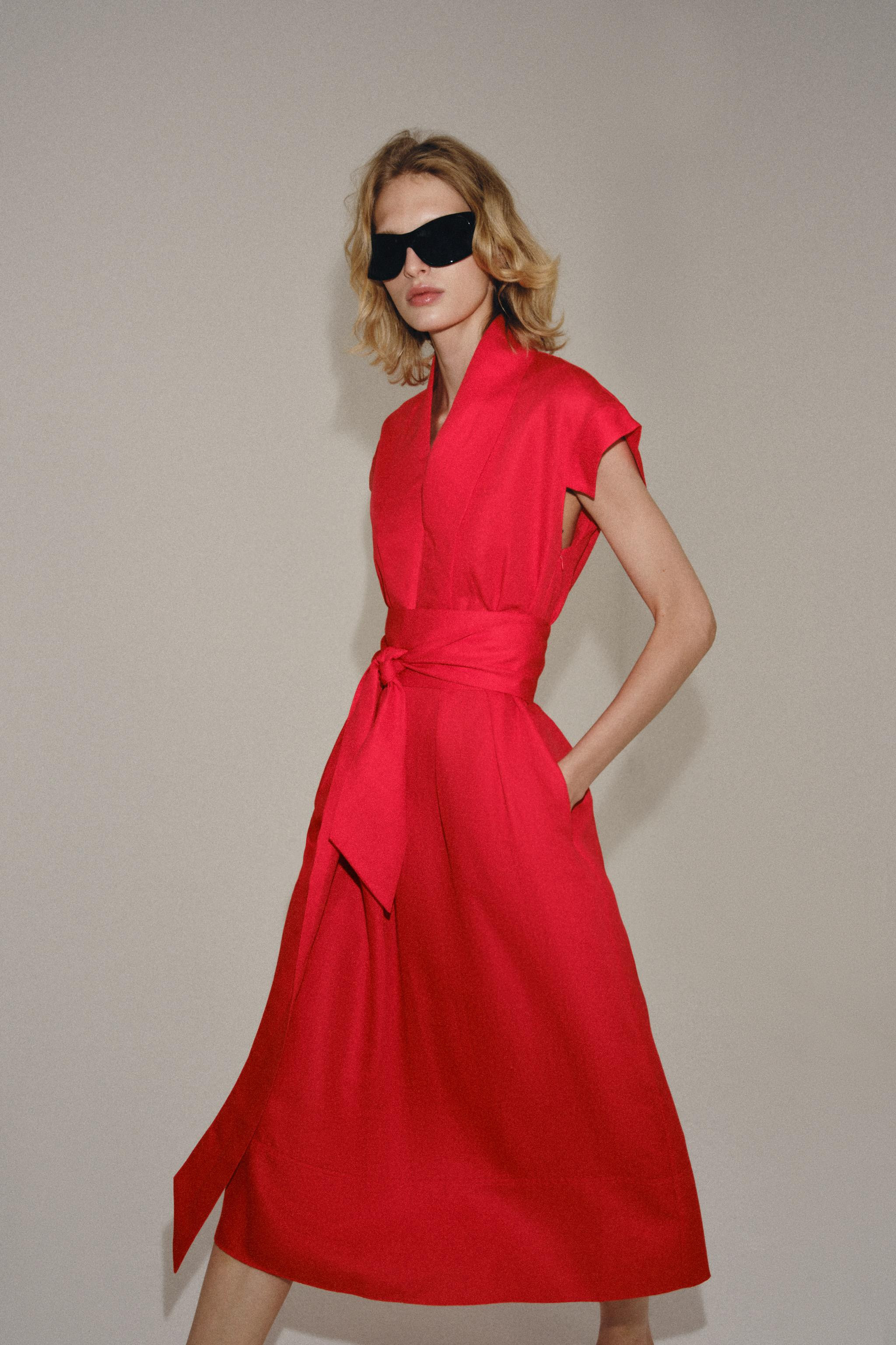 ZW COLLECTION MIDI LINEN DRESS | Zara Canada