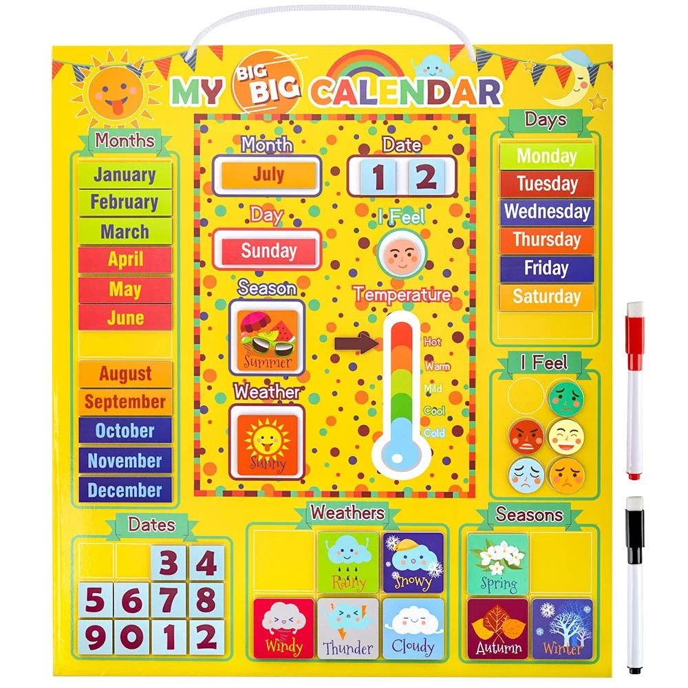 Magnetic Calendar for Kids Girls, Wall Calendar for Boys Age 4 5 6 Preschool Calendar Learning Po... | Walmart (US)