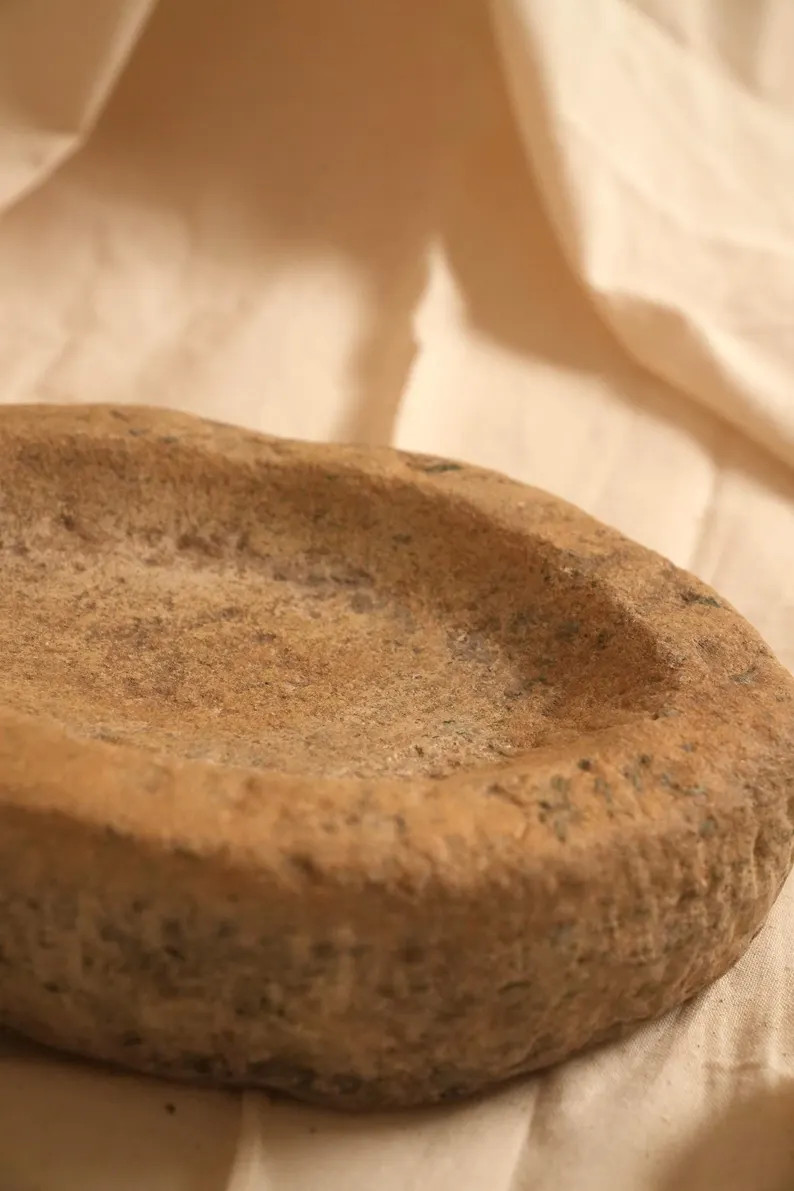 Aged Hand-Carved Stone Bowl | Vintage Primitive Stone Vessel | Natural Patina Decor | Etsy (Global)