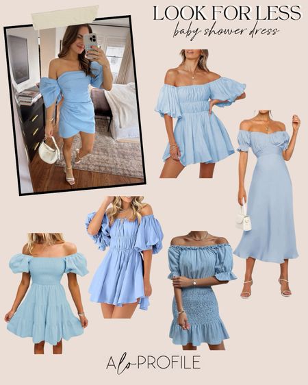 Look for Less : Baby shower dress // Amazon fashion, Amazon dress, spring dress, spring fashion, baby blue dress, light blue dresses, baby shower outfit, baby shower dress, Amazon fashion finds, dresses under $50