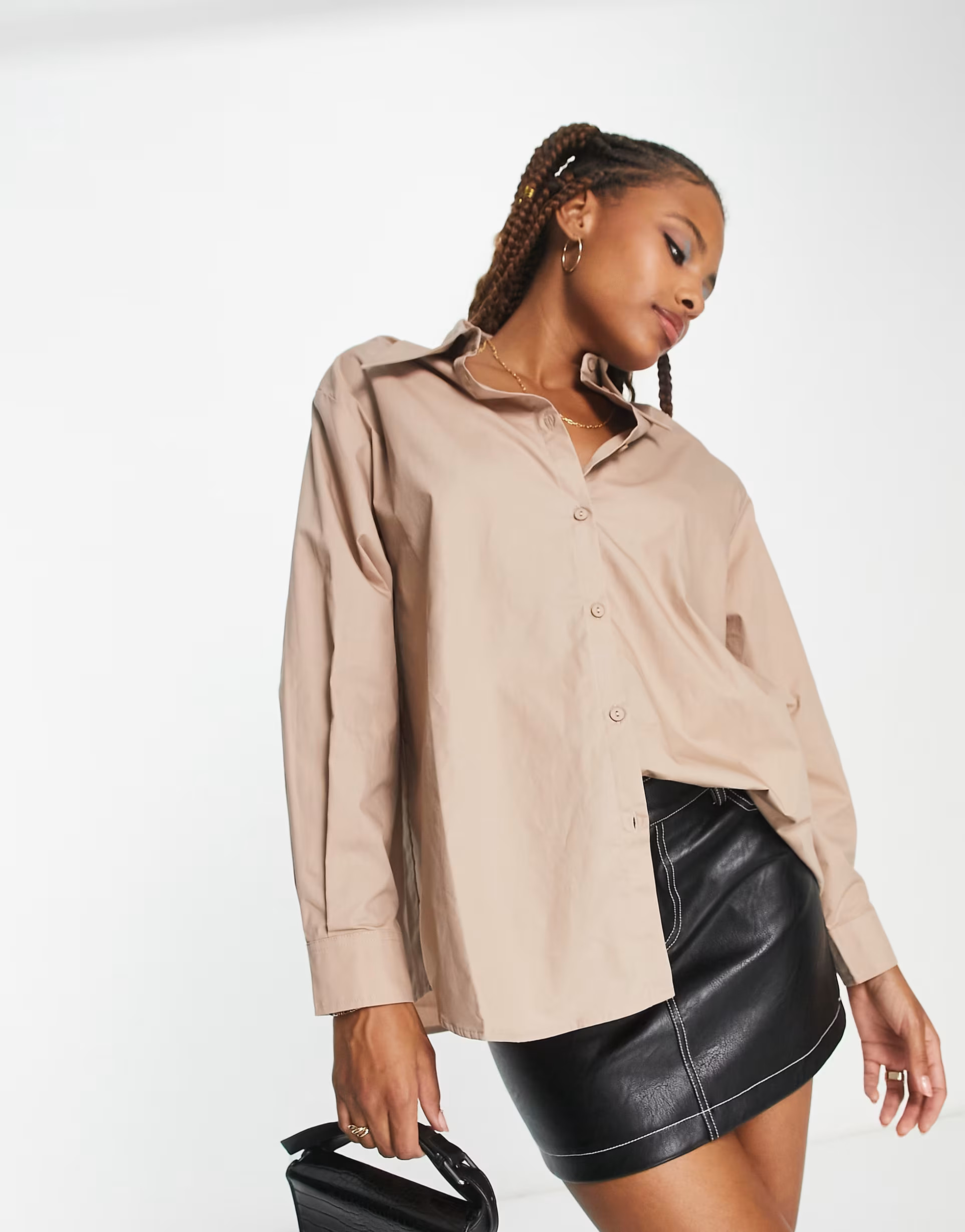 Urban Revivo oversized shirt in brown | ASOS (Global)