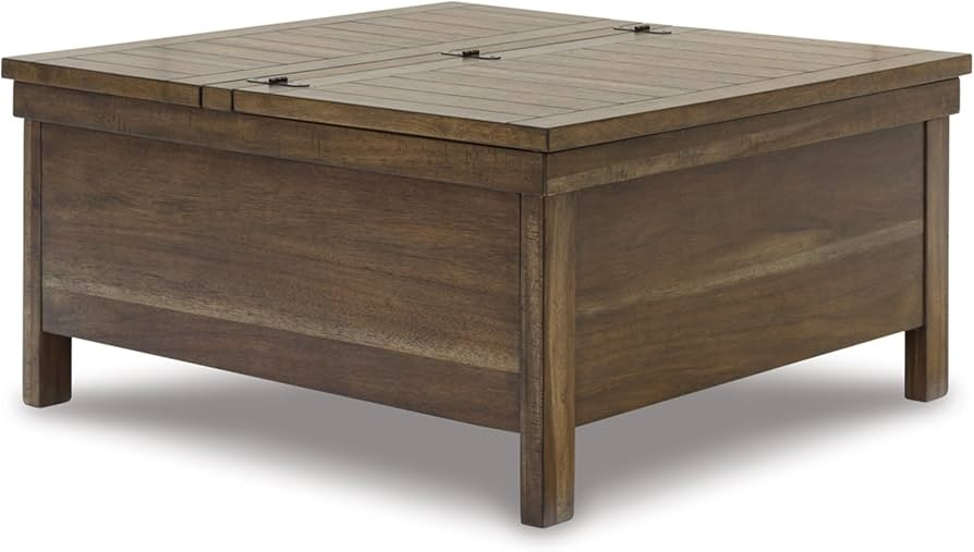 Signature Design by Ashley Moriville Rustic Hinged and Lift Top Cocktail Table with Hidden Storag... | Amazon (US)
