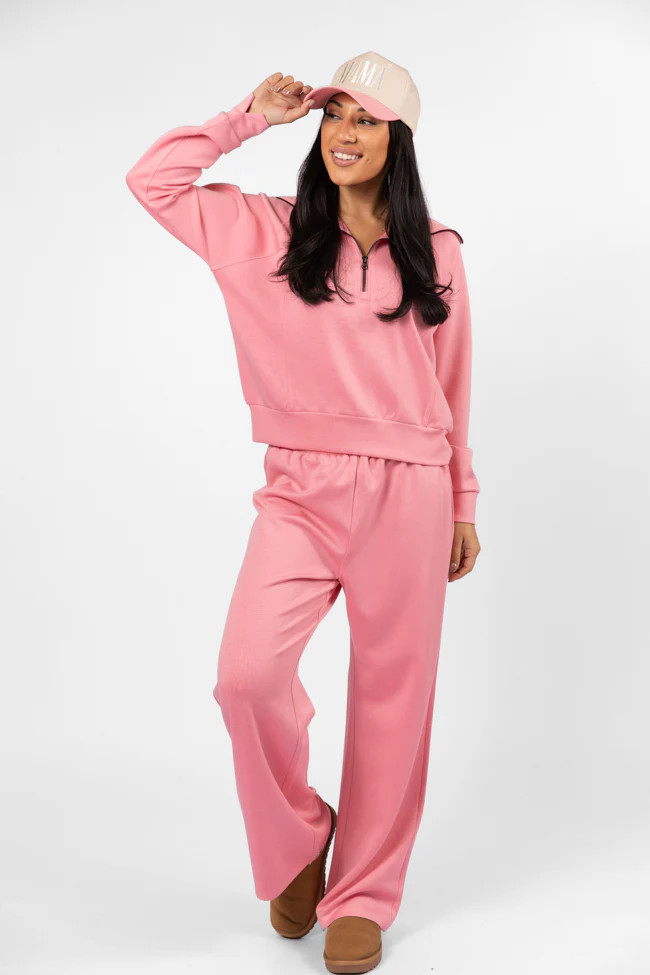 Let's Just Stay Pink Knit Wide Leg Pants | Pink Lily