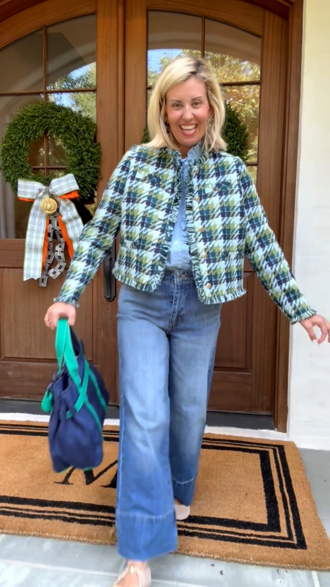 The cuteness of this outfit is over the top! I’m in xs jacket & top and size 2 jeans. 
￼
@walmartstyle, #walmartpartner, #walmartstyle

#LTKSeasonal #LTKOver40 #LTKWorkwear