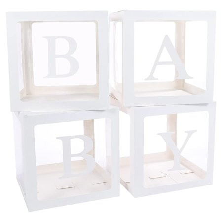 4 Baby Boxes with Letter for Baby Shower Decorations Clear Baby Block Boxes for Baby Party Decoratio | Walmart (US)