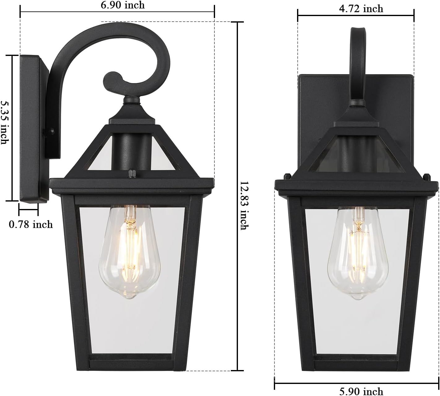 Colonial Outdoor Light Fixture Wall Mount, Exterior Light Fixture Wall Sconces with Clear Glass f... | Amazon (US)