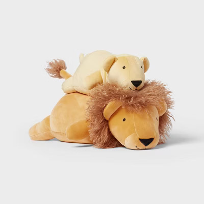 Lion and Baby Weighted Plush Kids' Throw Pillow Yellow - Pillowfort™ | Target