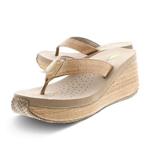 VOLATILE Women's Bahama Wedge Sandal,Bone,9 B US | Amazon (US)