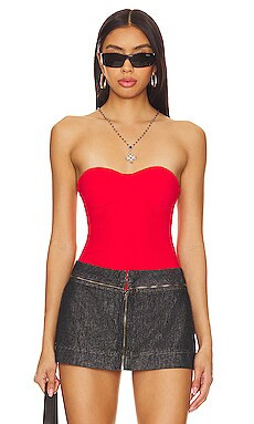 superdown Stef Bustier Bodysuit in Red from Revolve.com | Revolve Clothing (Global)
