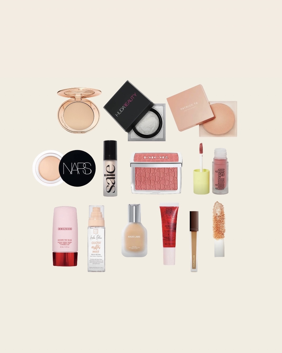 My Brit’sAwards Makeup Look🫶🏼
-Red thebeautycrop primer 
-One size primer 
-Nars pot concealer 
-Haus labs foundation (2 60 light medium cool) 
-MBM Snatchural blush 
-Rosewood blush Dior 
-Hourglass foundation 
-Huda beauty loose powder 
Setting spray 
-Charlottetilbury airbrush powder 
-Saie highlighter 
-Champagne spray highlighter 
-Patrick ta body glow 

#LTKbeauty