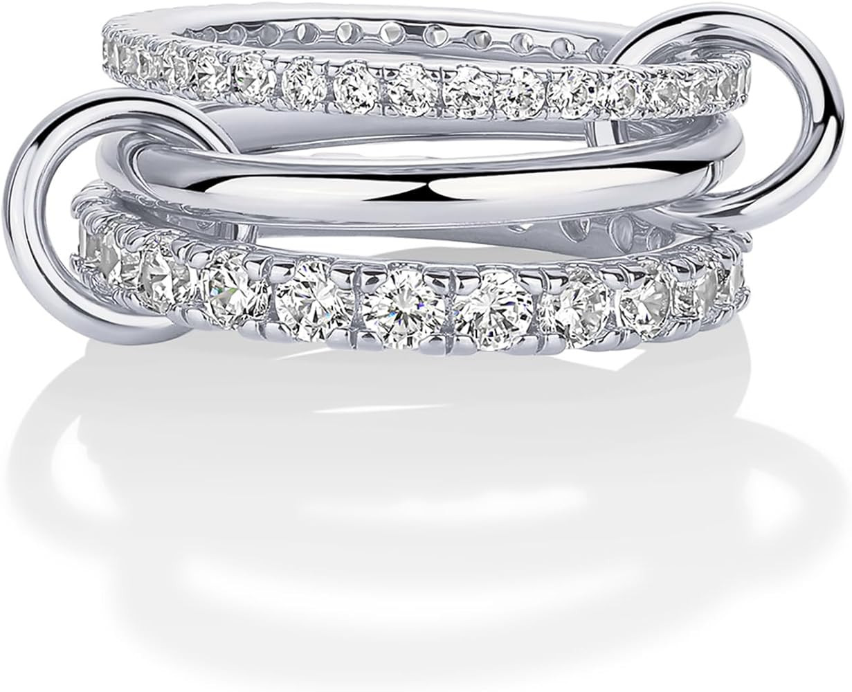 PAVOI 14K Gold Plated Interlocking Ring for Women - Chunky Connected Bands Interlock Stackable Ri... | Amazon (US)