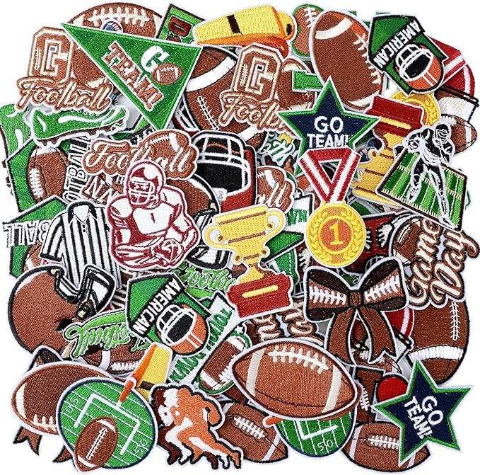 72 Pcs Football Iron on Patches Chenille Embroidered Iron on Hat Patch 36 Style Sport Appliques f... | Amazon (US)