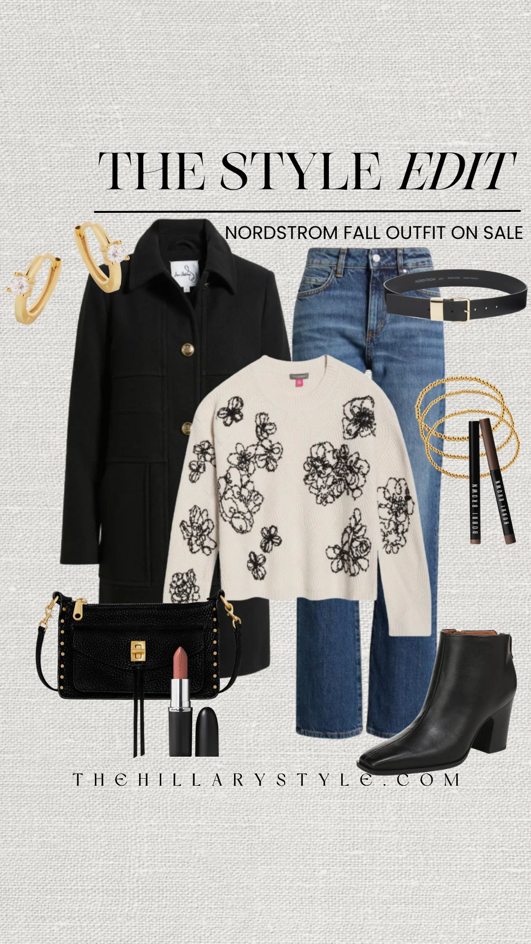 
The Style Edit: Chic Nordstrom Fall Finds: On Sale! 🖤
This Nordstrom fall outfit is giving major cozy-chic vibes and it's all on SALE! 🍂 Snag the perfect black wool blend coat and this adorable embroidered floral sweater for an instantly elevated look. Paired with straight leg jeans, a black leather crossbody bag, and those essential stacked-heel booties. Don't forget the accessories: classic gold jewelry, a sleek belt, and makeup staples for a polished finish. Tap into that autumn aesthetic and refresh your wardrobe with these must-have pieces before they sell out!

#NordstromSale #FallFashion #StyleInspo #AutumnOutfits #OOTD #SweaterWeather #NordstromRack #ChicStyle #TheHillaryStyle #FallStyle #CozyChic #AffordableFashion #ElevatedEssentials #TrendingNow 

 

#LTKSeasonal #LTKSaleAlert #LTKStyleTip