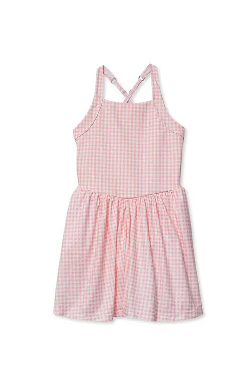 Lands' End Girls Athletic Active Tank Top Dress in Pale Rose Gingham at Nordstrom, Size X-Large | Nordstrom