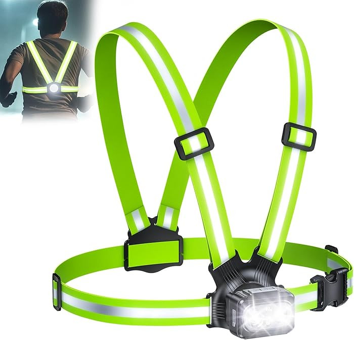 500LM High-Visibility Running Lights for Runners, Adjustable 45° Beam & 360° Reflective Vest, I... | Amazon (US)