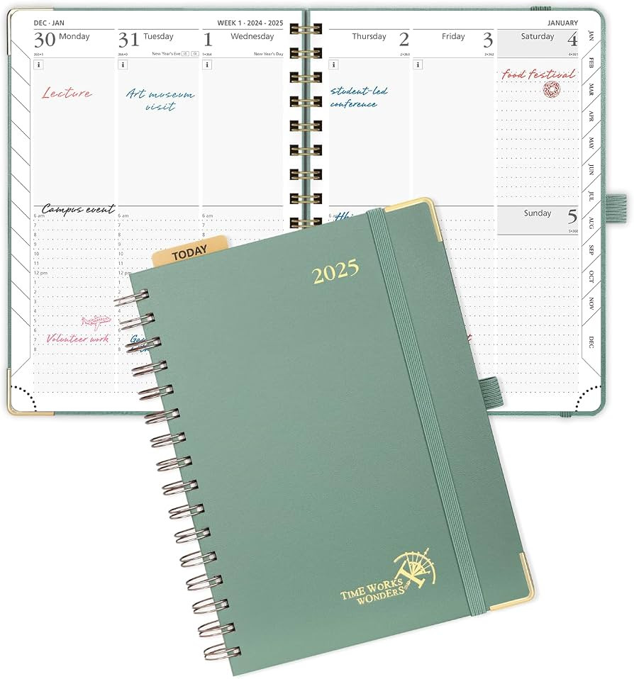 POPRUN 2025 Agenda Daily Weekly and Monthly [A5-8.5" x 6.25" Wire-Bound Hard Cover] -Planner 2025... | Amazon (CA)