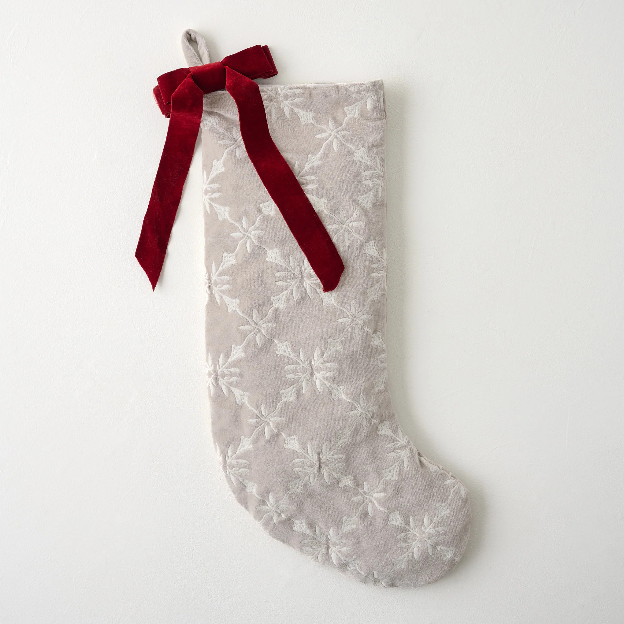 Aurora Embroidered Velvet Stocking | Magnolia