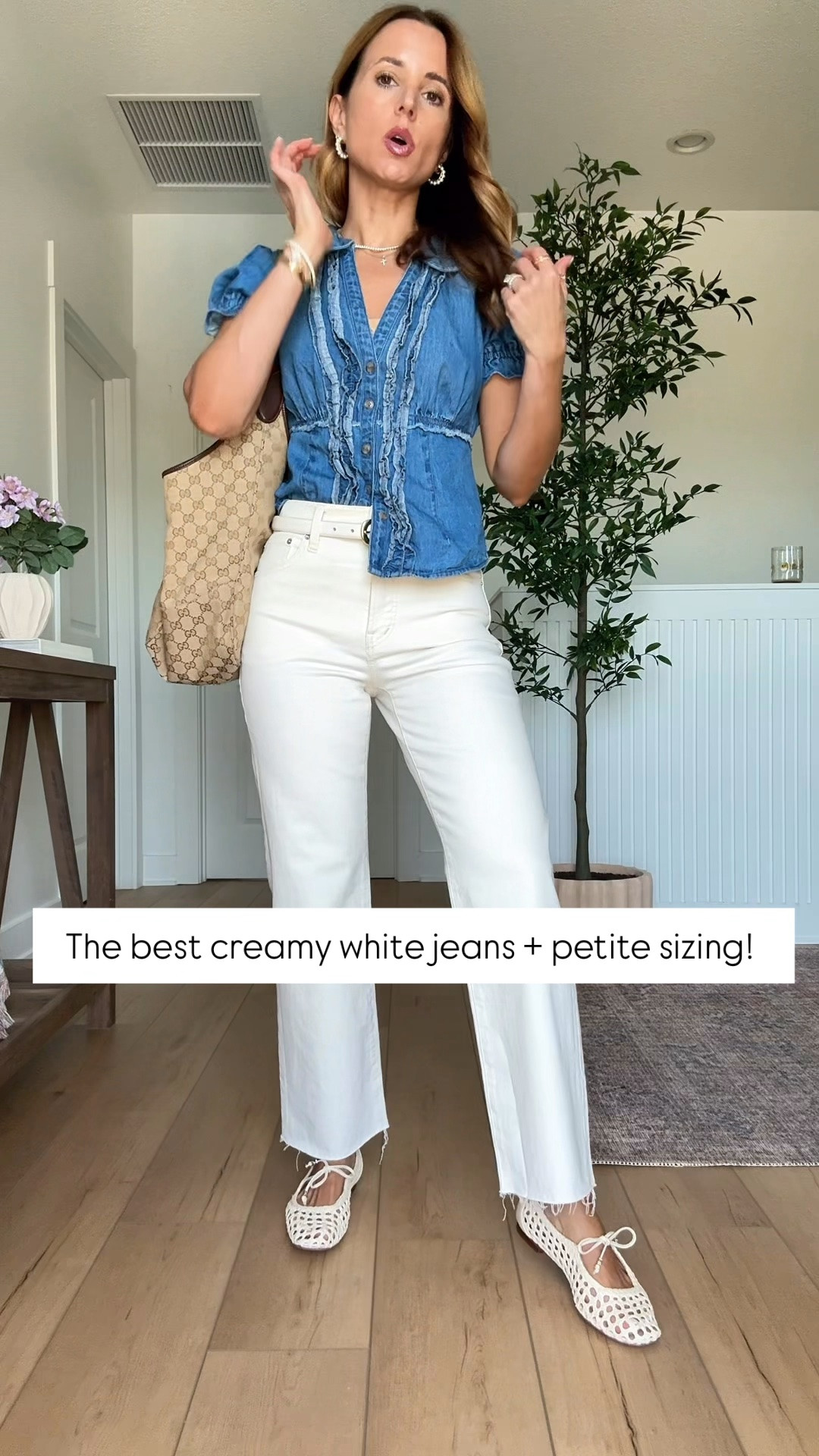 Expensive stuff that’s worth it! I love these creamy white crop jeans! I did 24 regular since it’s a crop style. Comes in length options! Spring outfit. Summer outfit. XXS in denim shirt.

#LTKootd #LTKPetite #LTKWorkwear