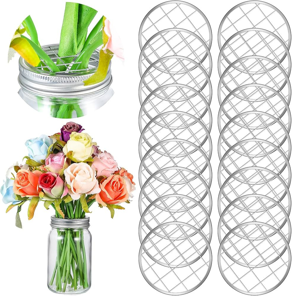 Mason Jar Flower Insert Lid Insert Metal Flower Lid Insert Flower Organizer Lid Insert with Squar... | Amazon (US)